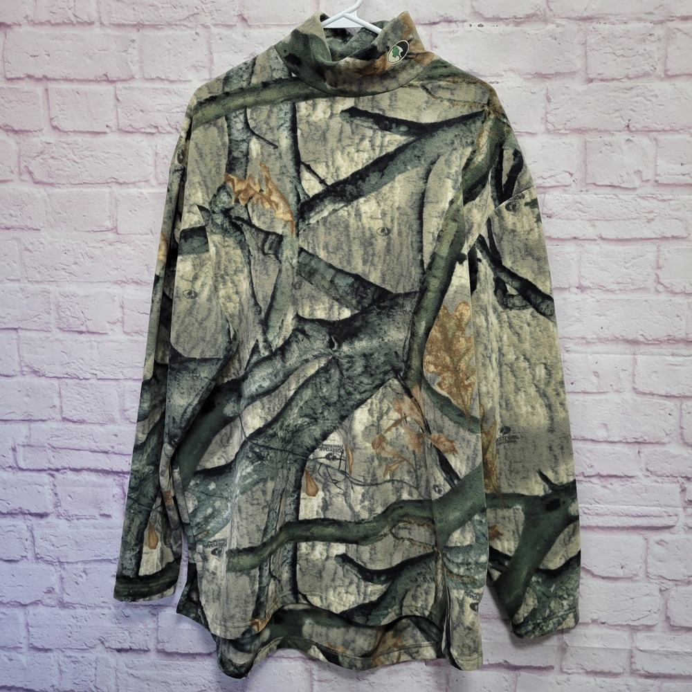 VTG Russel Outdoors All Terrain‎ Mock Fleece Sweatshirt L Hunting Gorp Mossy Oak